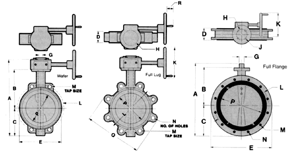Butterfly Valves Dimensions (14-24")