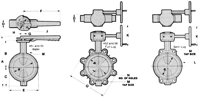 Butterfly Valves Dimensions (2-12")